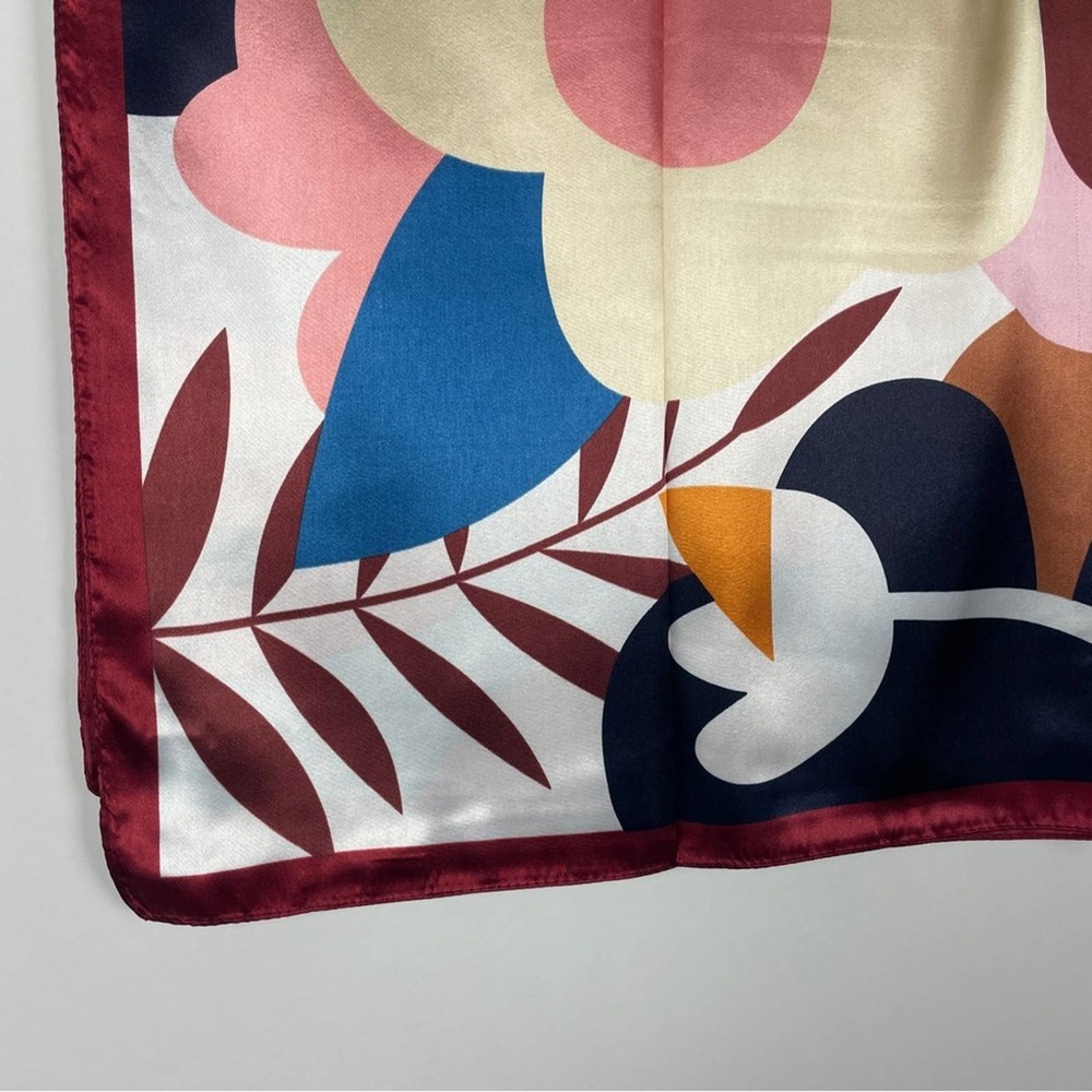 NEW Multicolor Bold Colorful Floral Pink Flower Printed Silky Fashion Scarf - Picture 8 of 11